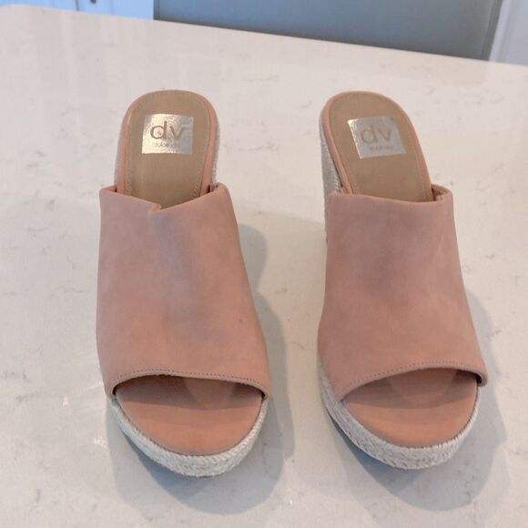 NEW Dolce Vita Petal Pink Espadrille 4” Wedge Leather once strap Sandals size 9 - Picture 3 of 9